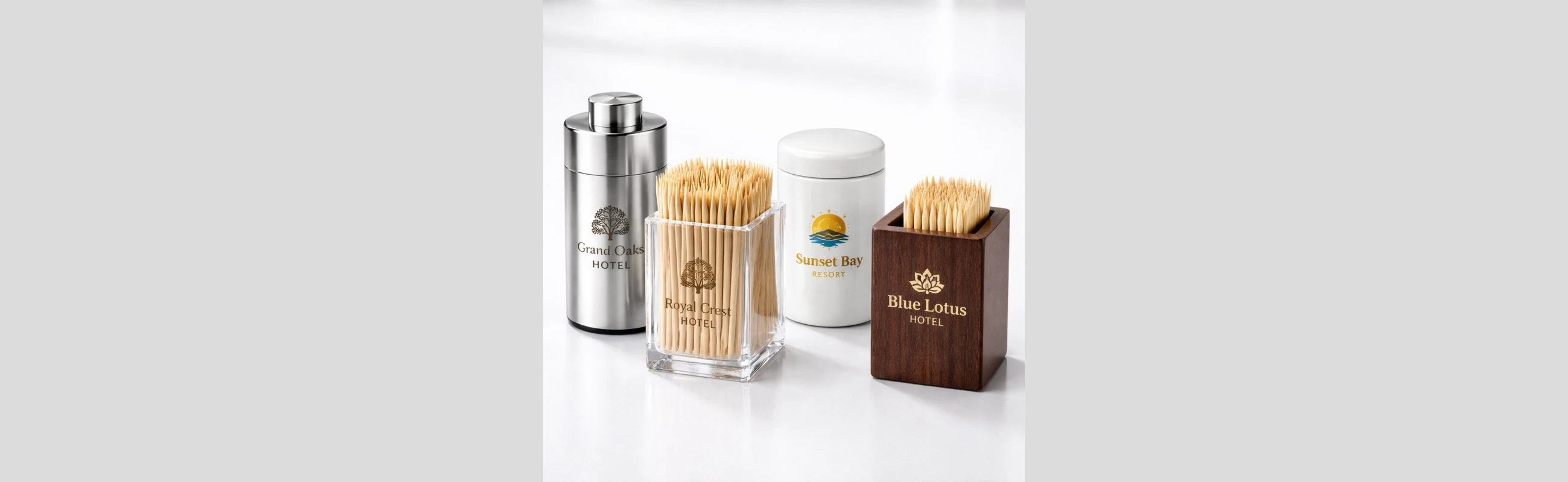 Toothpick Holders – Custom Branding with Hotel Name & Logo
