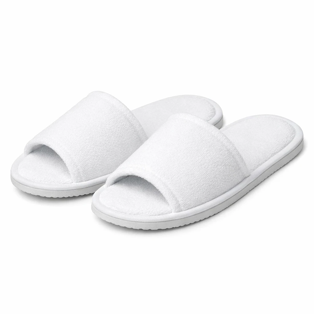 Hotel Guest Slippers Open Toe White