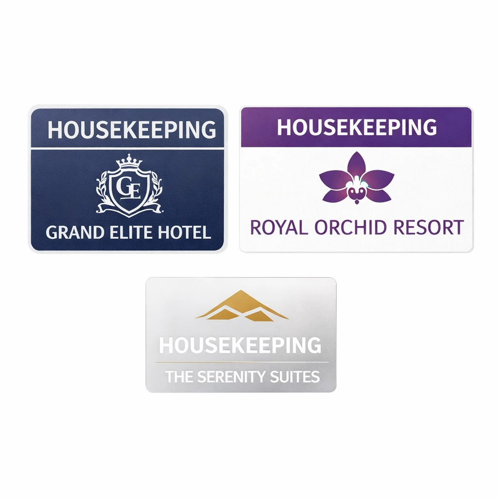 Custom Hotel Name & Logo Staff Cleaning Caddy Labels for Housekeeping